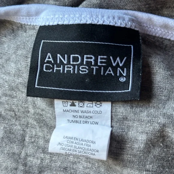 Andrew Christian Men’s Gray Stripe Tank Top Large Athletic Sleeveless Shirt - Picture 6 of 10